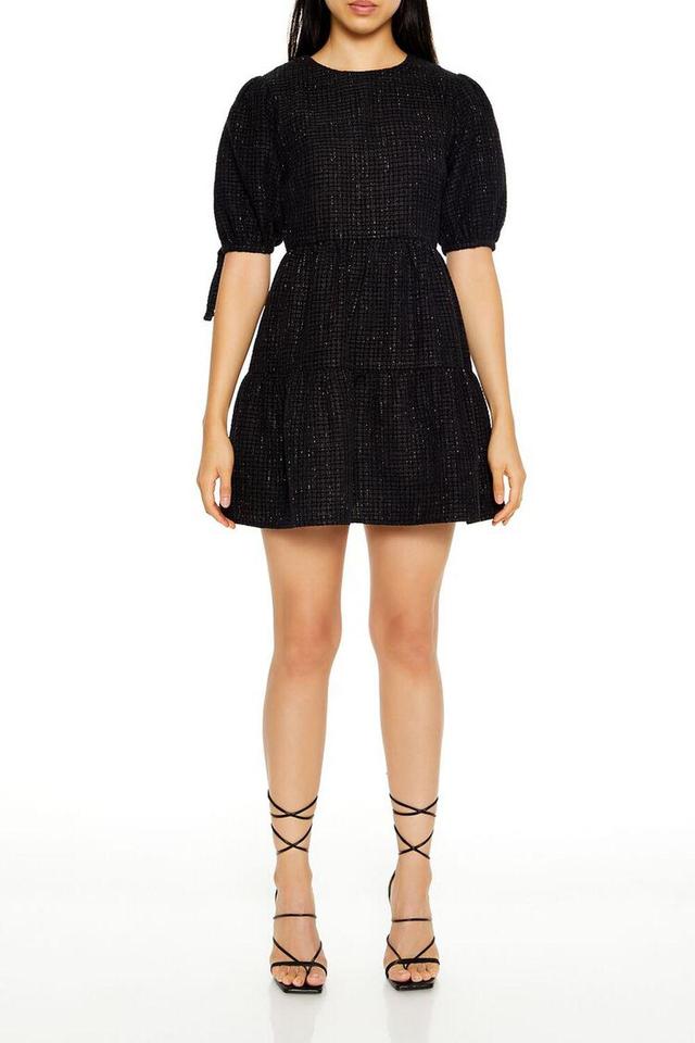 Boucle Puff-Sleeve A-Line Mini Dress | Forever 21 Product Image