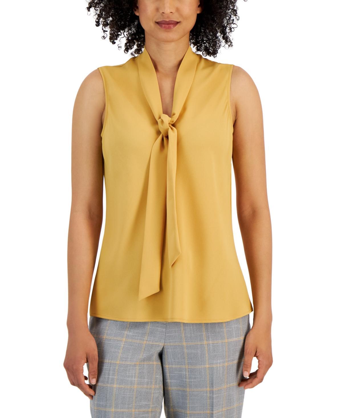 Kasper Sleeveless V-Neck Tie Front Sash Blouse Product Image