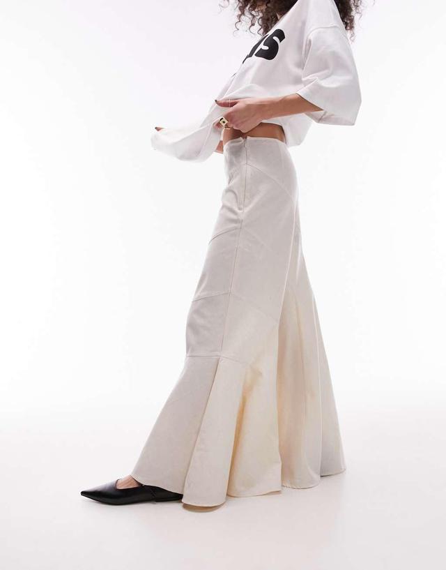 Topshop tiered disjointed maxi skirt in ivory Product Image