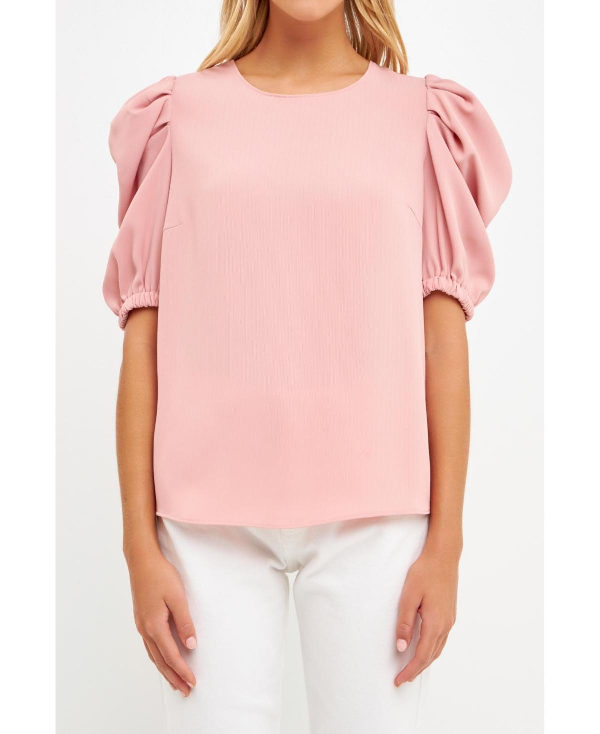 English Factory Womens Pleated Puff Sleeve Top Product Image