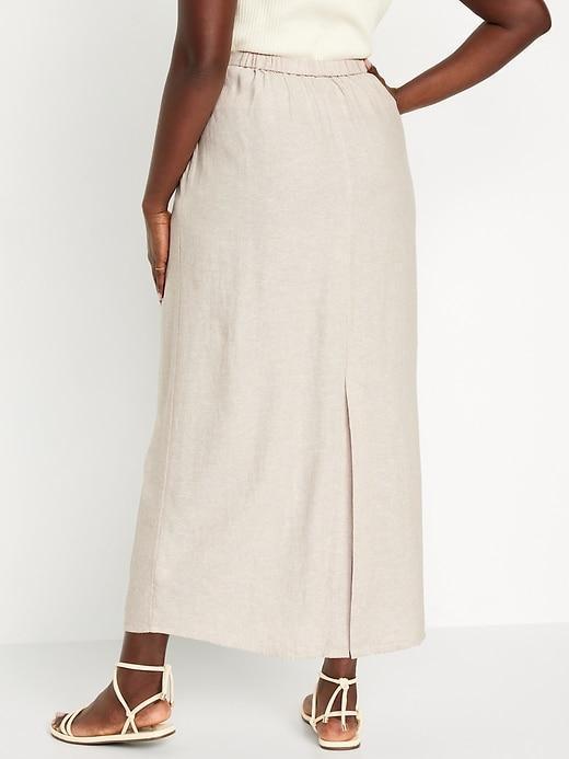 High-Waisted Linen-Blend Maxi Skirt Product Image