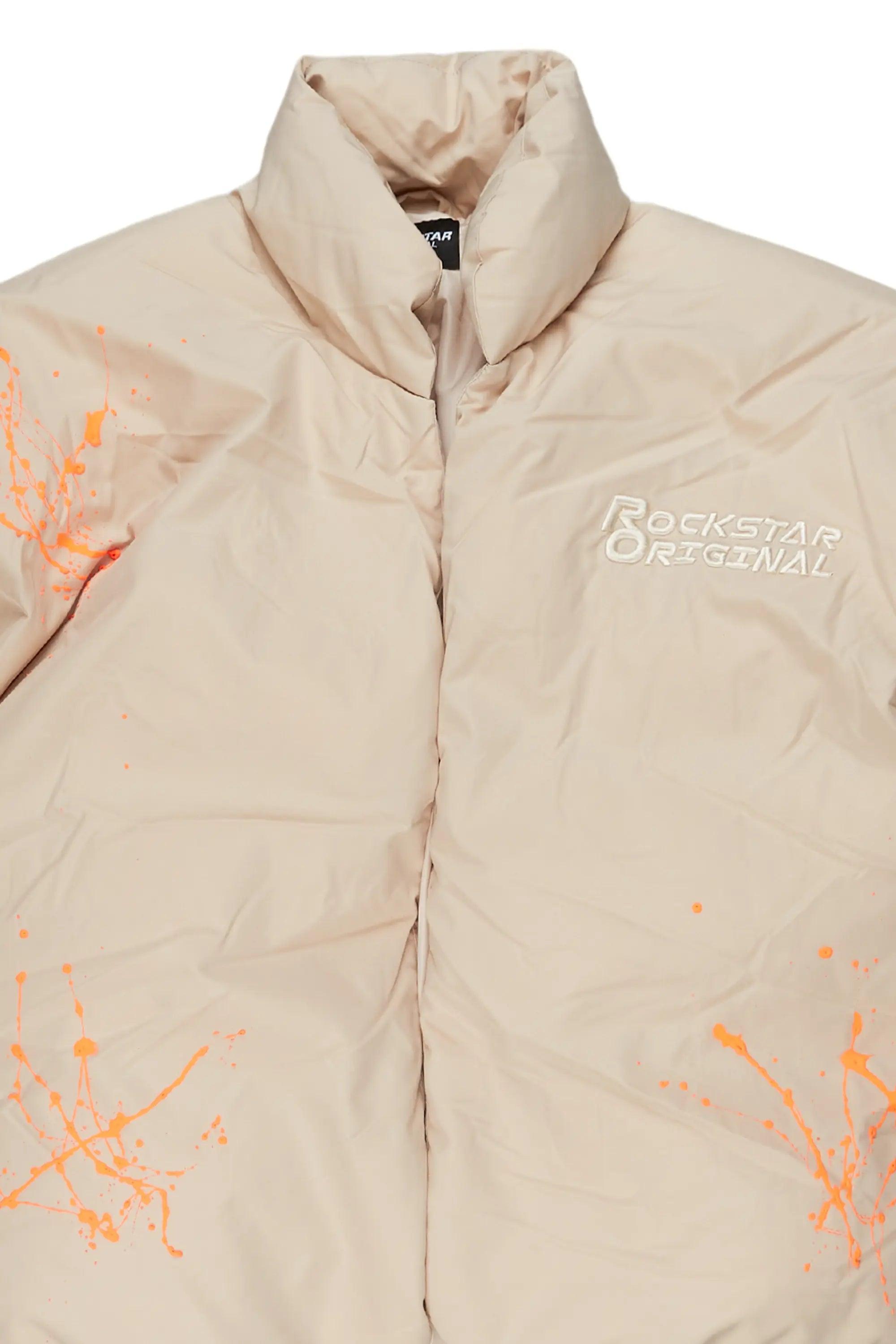 Rabbie Beige/Orange Puffer Jacket Male Product Image