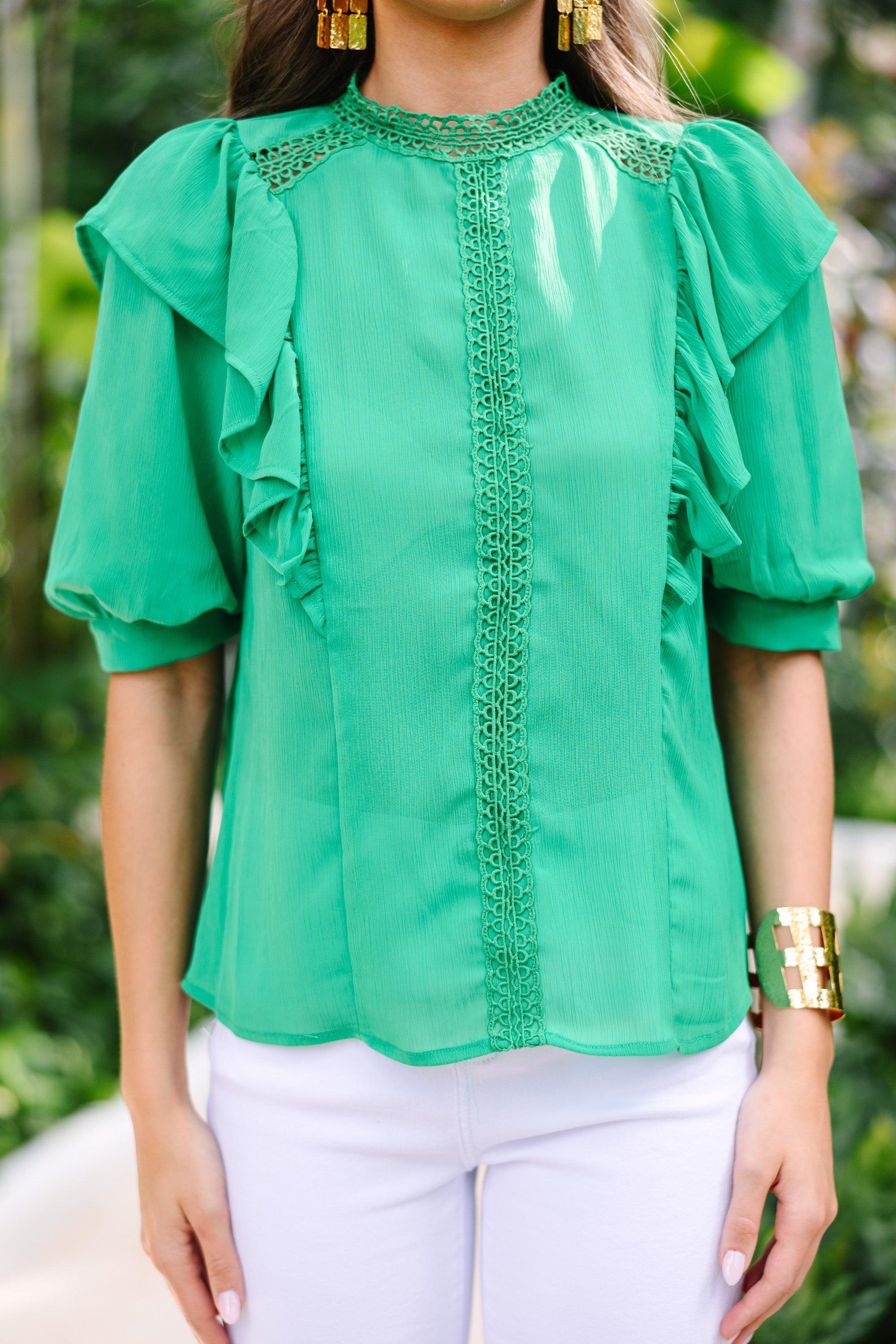 Business Woman Special Kelly Green Blouse Female Product Image