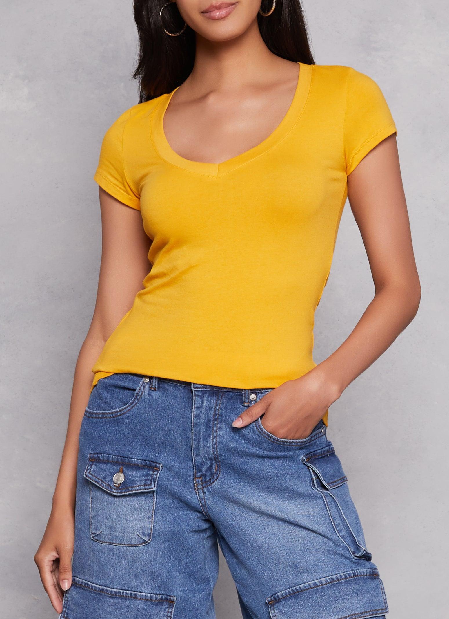 Womens V Neck Short Sleeve T Shirt Product Image