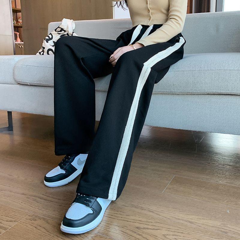 High Waist Striped Wide Leg Pants Product Image