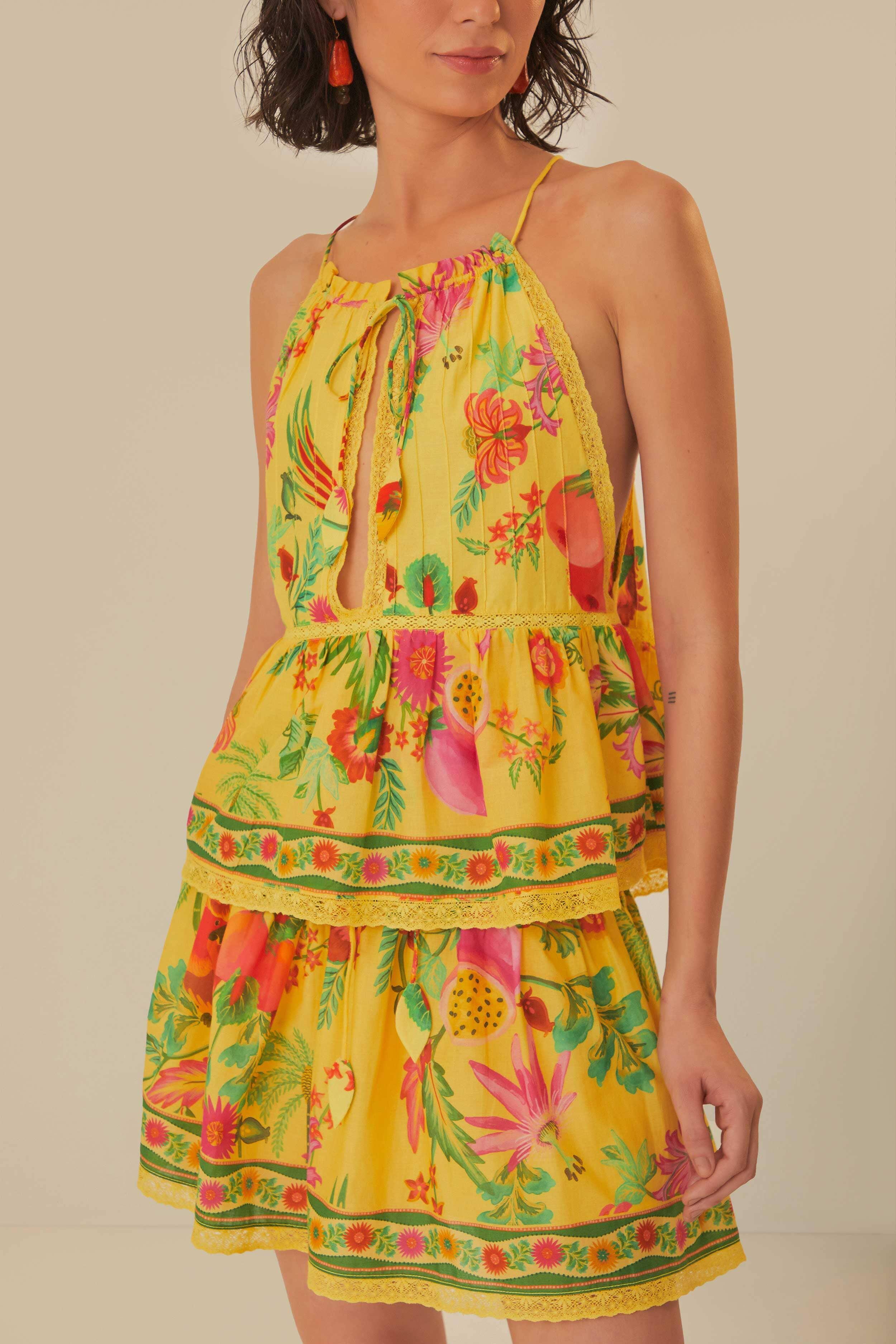 Yellow Delicate Fruit Garden Mini Skirt Product Image