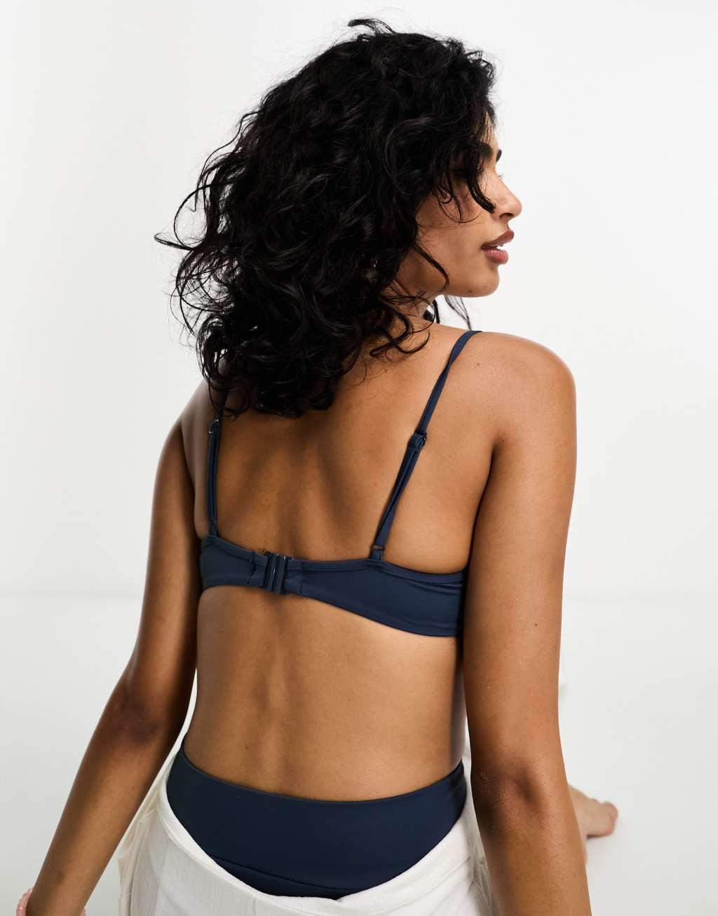 Weekday Blizz low wire bikini top in navy Product Image