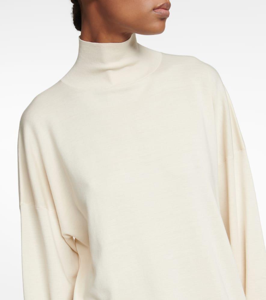 THE ROW Diye Silk-cotton Turtleneck Sweater In Porcelain Product Image