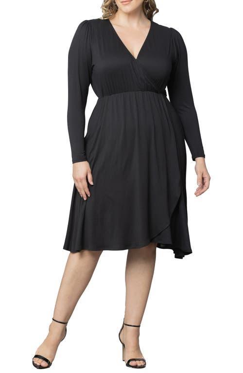 Kiyonna Aster Long Sleeve Faux Wrap Dress Product Image