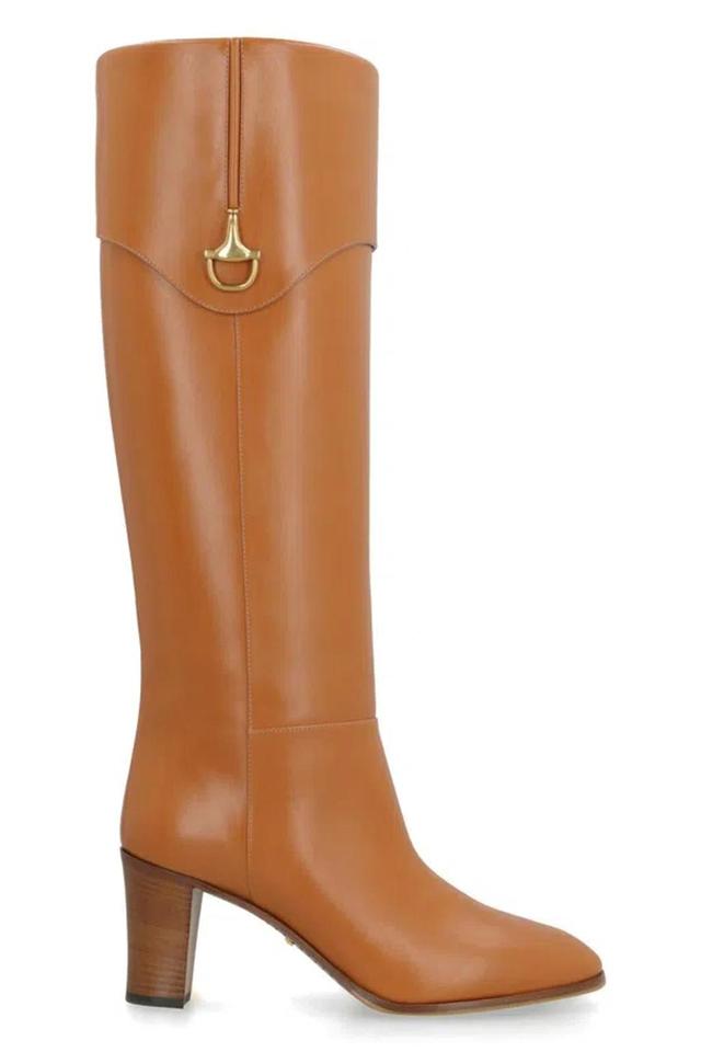 Women's Lleather Boots With Half Horsebit In Saddle Brown Product Image