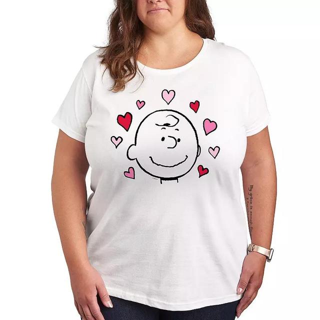 Plus Peanuts Charlie Brown Hearts Graphic Tee, Womens Product Image