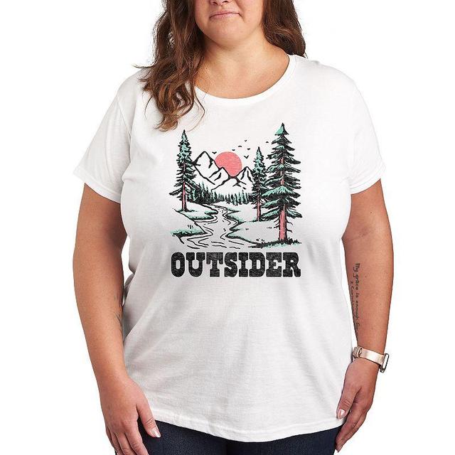 Plus Outsider Trees Mountains Graphic Tee, Womens Product Image