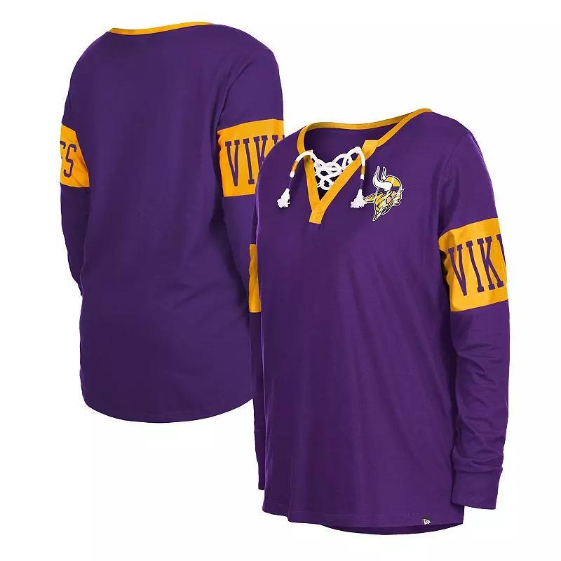 Womens New Era Purple Minnesota Vikings Lace-Up Notch Neck Long Sleeve T-shirt Product Image