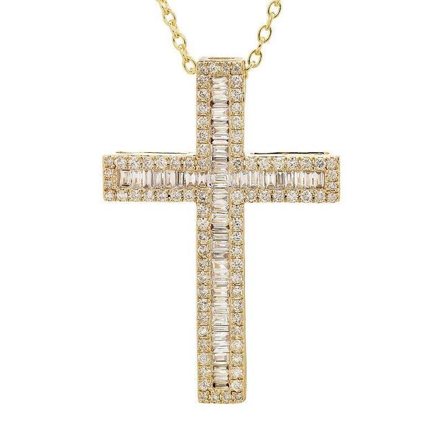 The Regal Collection 14k Gold 1 Carat T.W. Certified Diamond Baguette Cross Pendant, Womens 14k White Gold Product Image