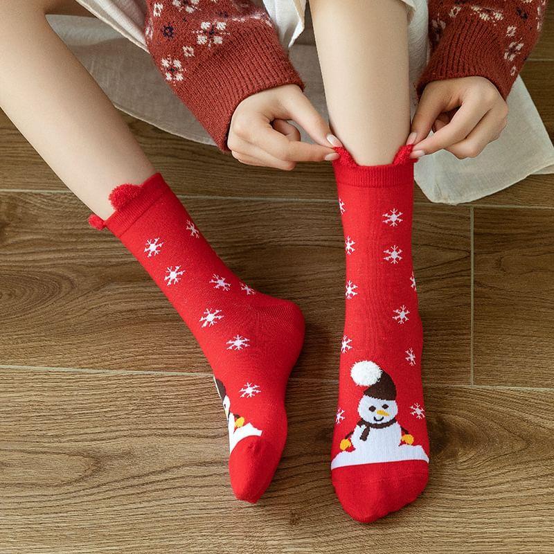 Christmas Cartoon Print Socks Product Image