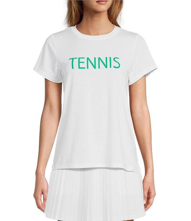 Antonio Melani Active Tennis Moisture Wicking Relaxed Crew Neck Short Sleeve Shirt Product Image