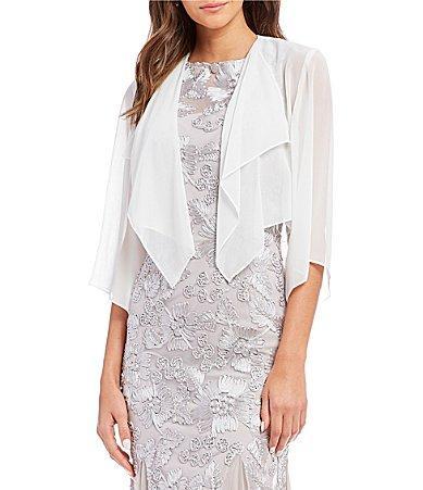 Alex Evenings Sheer Chiffon Split 34 Sleeve Handkerchief Hem Bolero Product Image