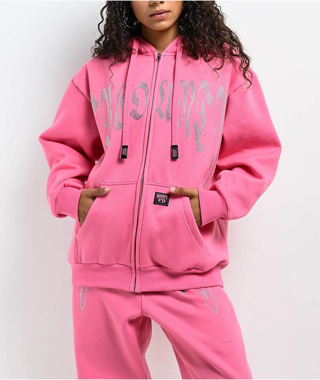 FB County Rhinestone Pink Hoodie Product Image