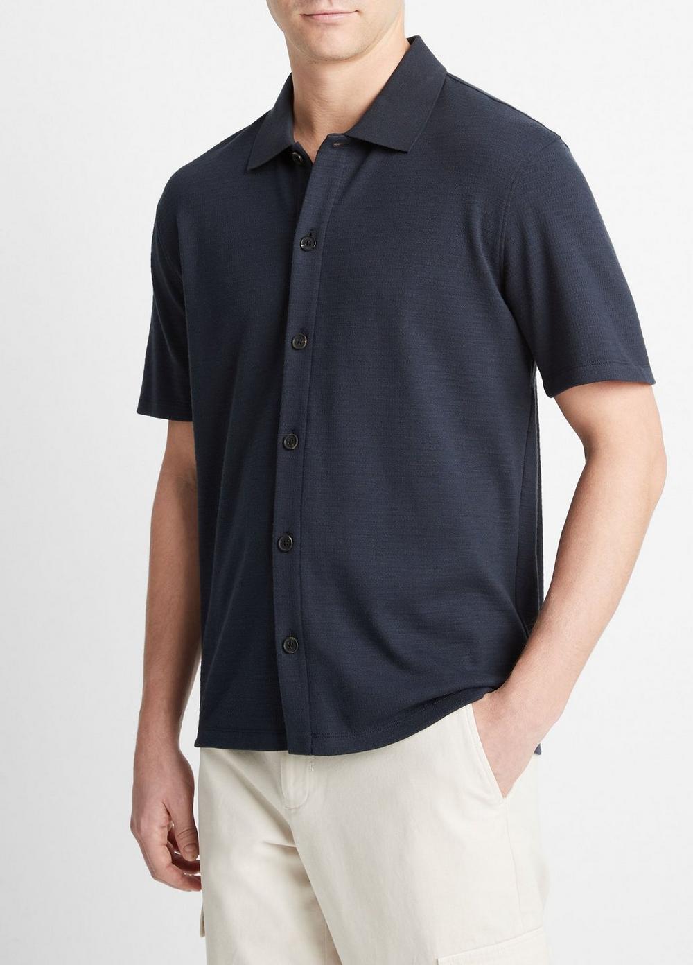 Variegated Jacquard Short-Sleeve Button-Front Shirt Product Image