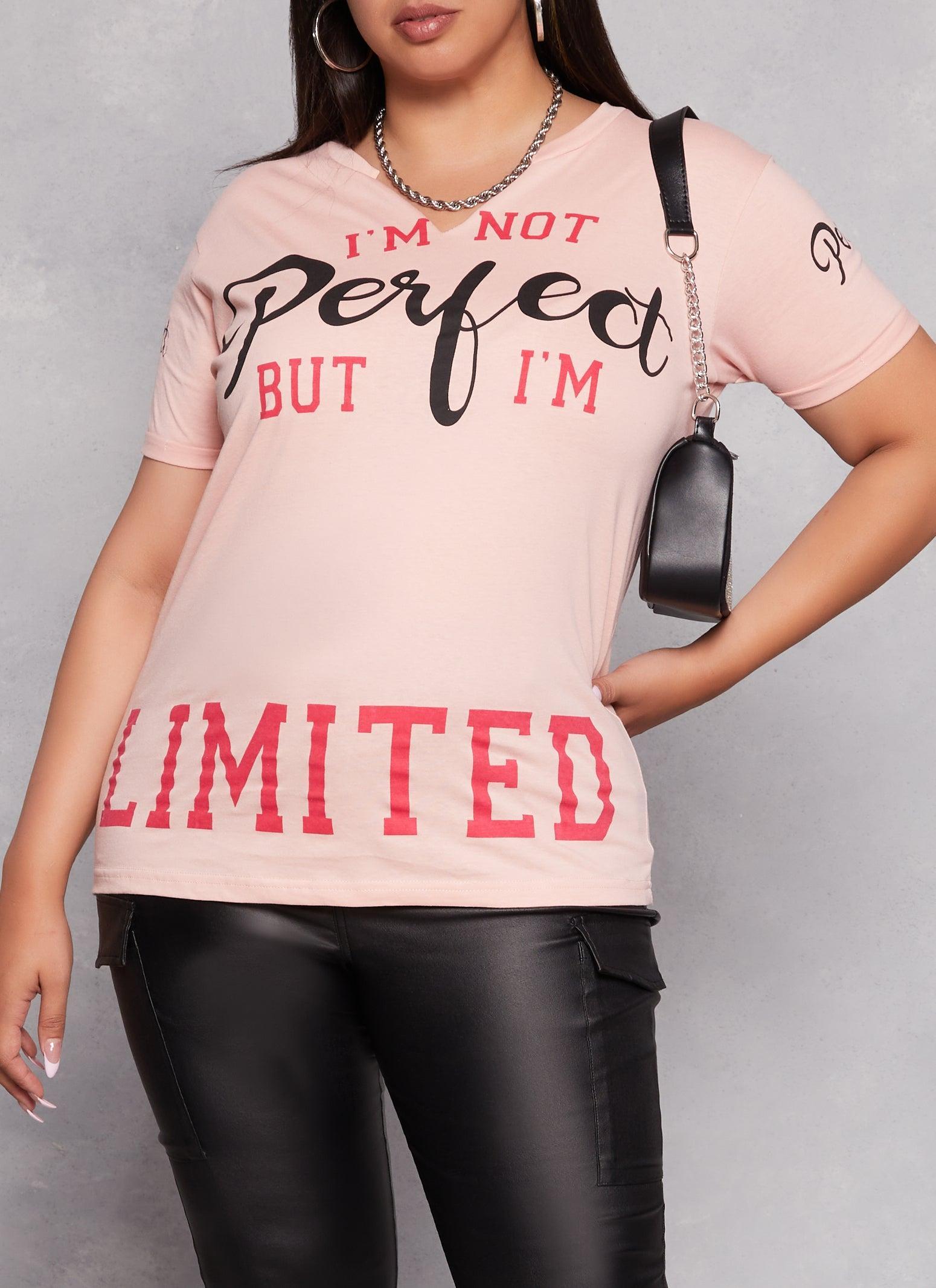 Womens Plus Size Im Not Perfect But Im Limited Notch Neck Graphic Tee Product Image