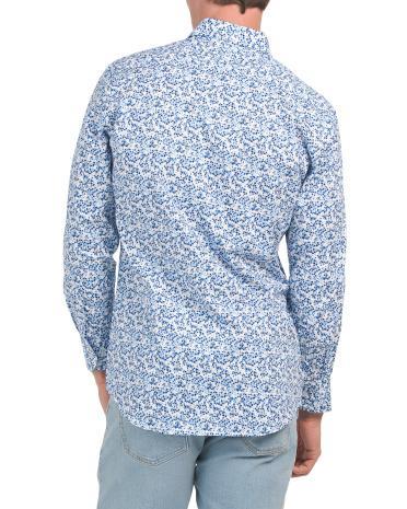 Stretch Long Sleeve Mini Floral Button Down Shirt for Men Product Image