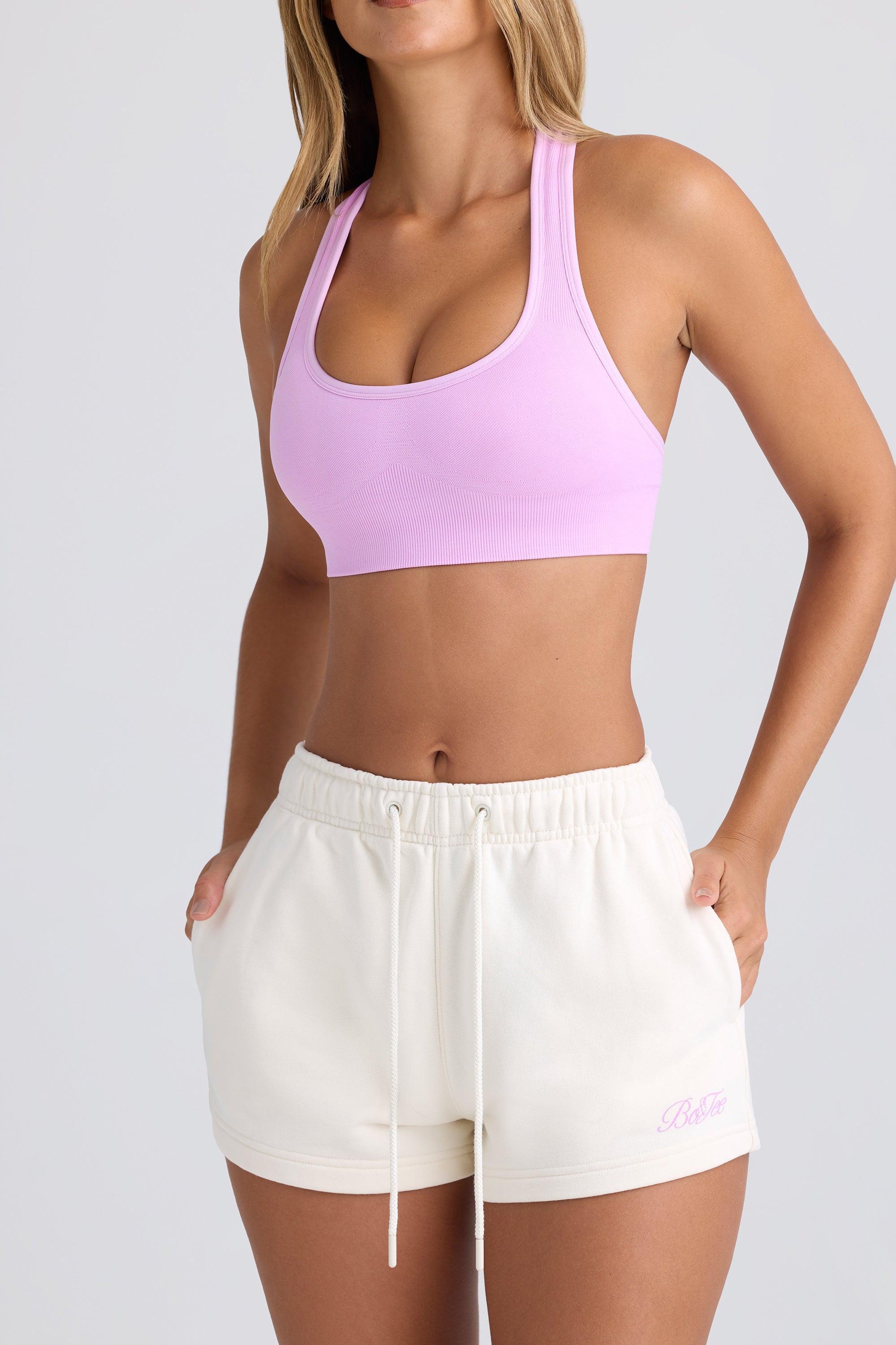 Mid-Rise Sweat Shorts in Eggshell Product Image