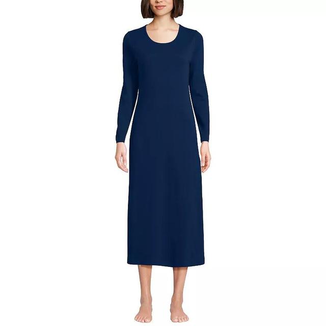 Womens Lands End Long Sleeve Midcalf Nightgown Deep Blue Product Image