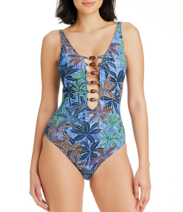 Rod Beattie Plunge Neck One-Piece Swimsuit Product Image