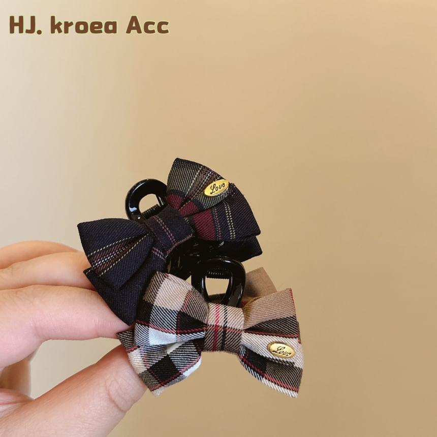 Plaid Bow Fabric Hair Claw Clip Product Image