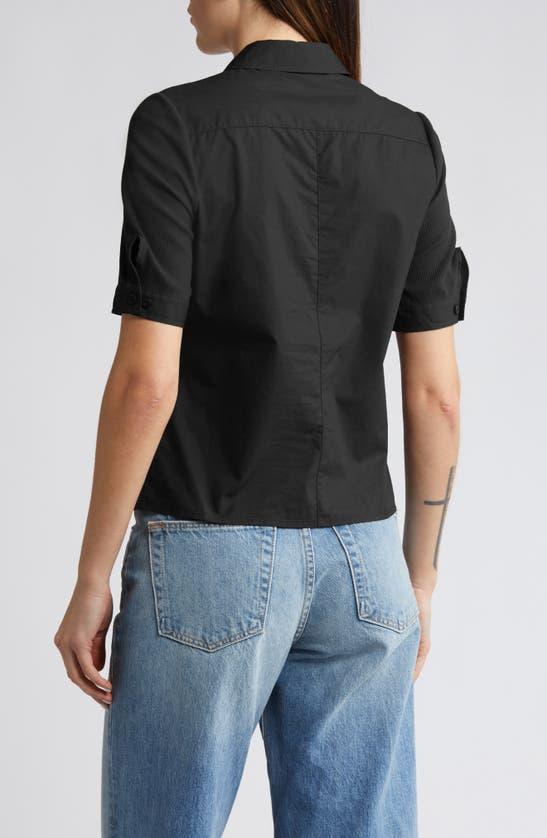 Mixed Media Rib Polo In Black Product Image