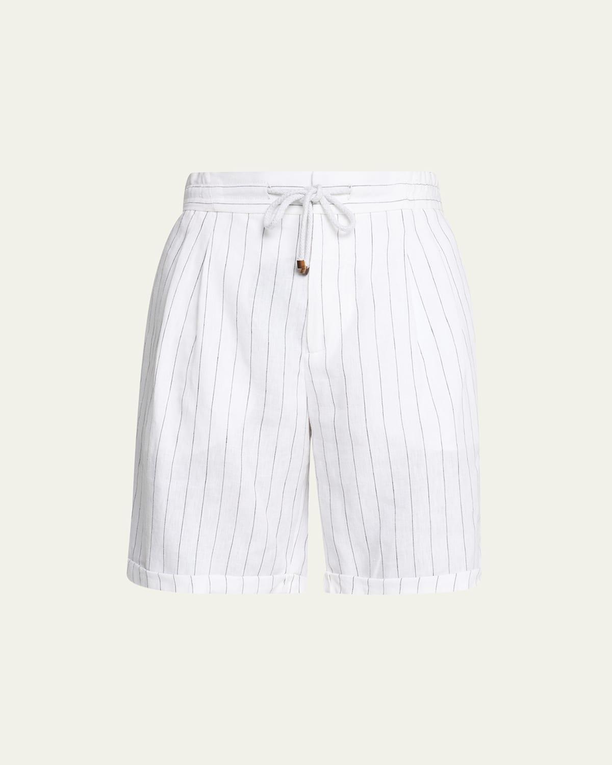 Mens Linen Chalk Stripe Bermuda Shorts Product Image