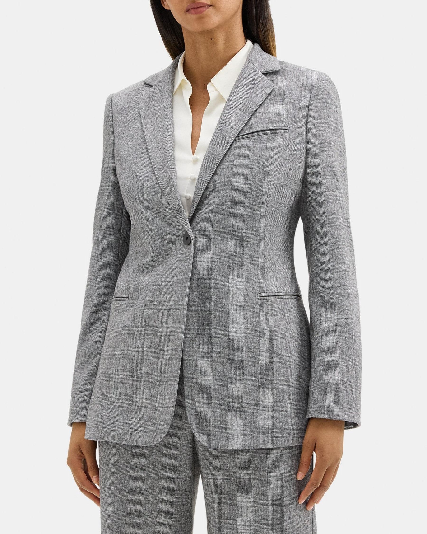 Slim Blazer in Plaid Ponte Product Image