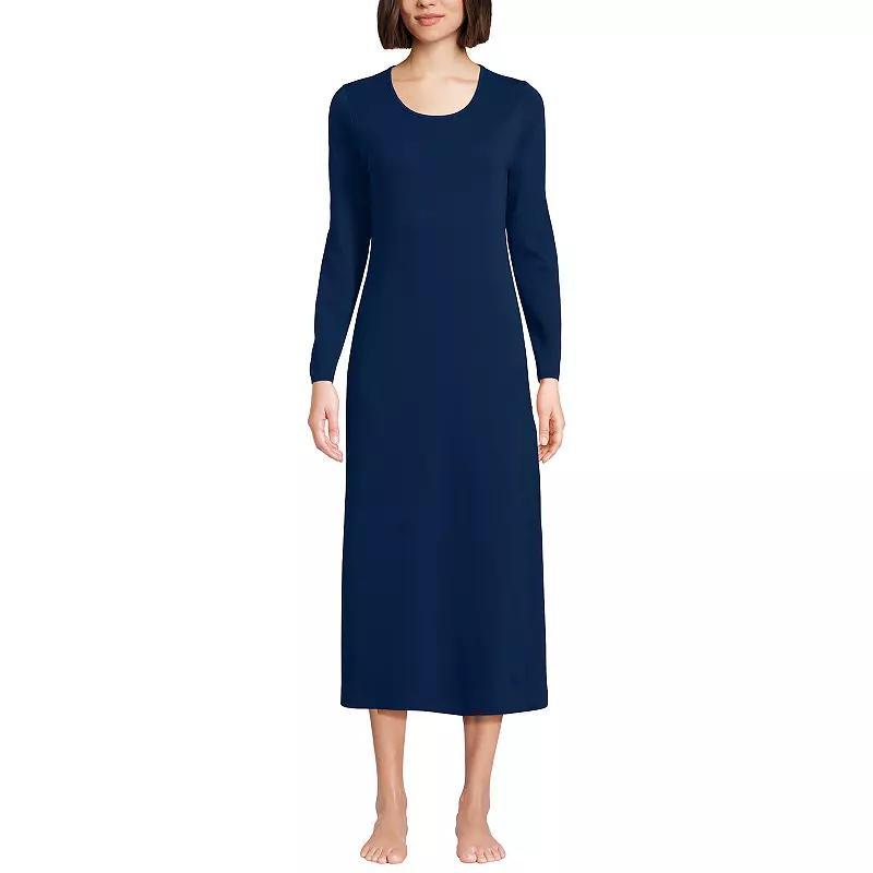 Lands End Womens Cotton Long Sleeve Midcalf Nightgown Product Image