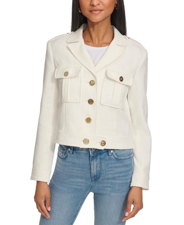 Karl Lagerfeld Paris Womens Cropped Tweed Jacket Product Image