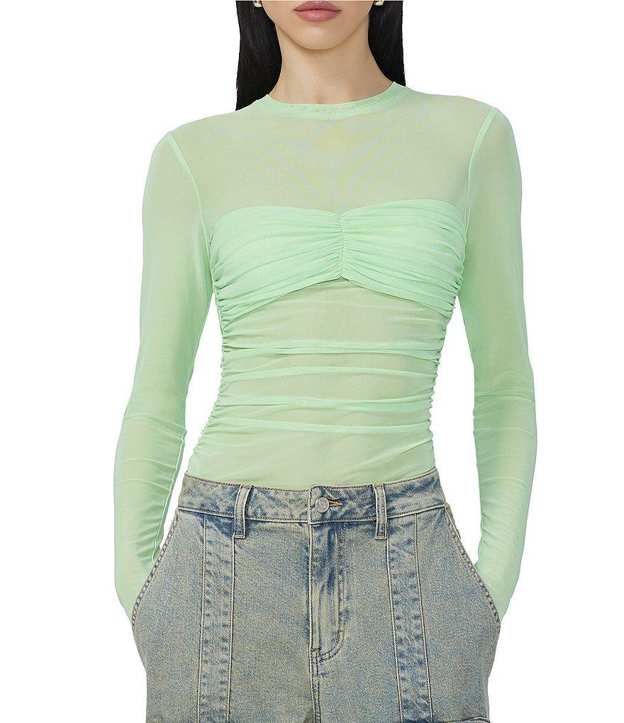 AFRM Sandrine Illusion Mesh Crew Neck Long Sleeve Top Product Image