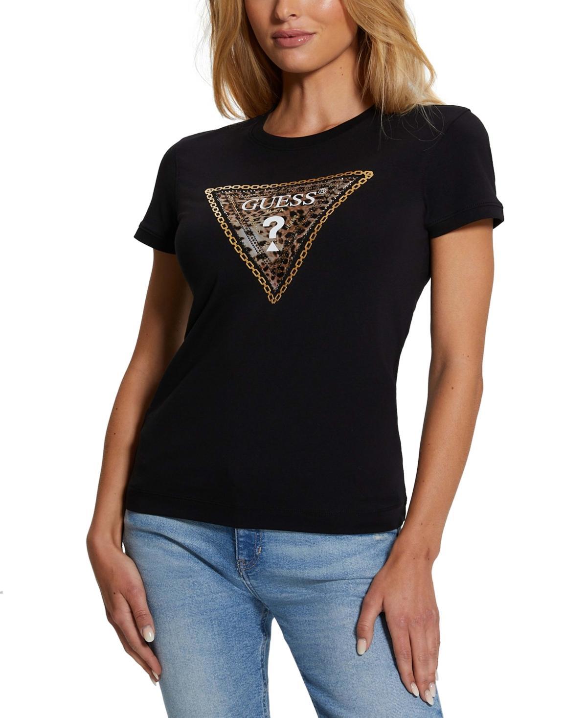 Guess Womens Leo Animal-Print Logo T-Shirt Product Image