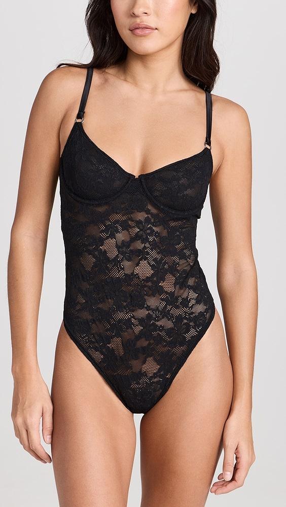 Fleur du Mal Le Stretch Multifit Lace Thong Bodysuit | Shopbop Product Image