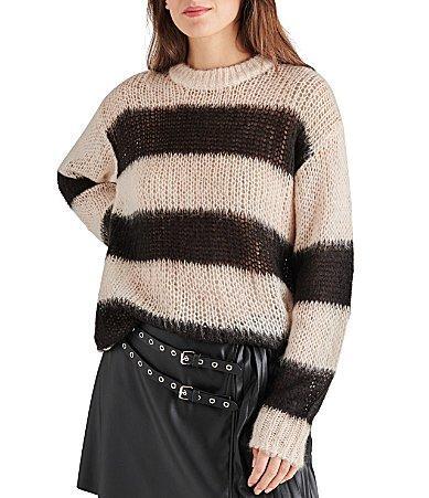 Steve Madden Elson Oversized Stripe Print Crew Neck Long Sleeve Sweater product image