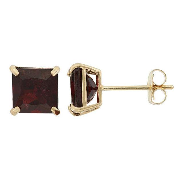 Garnet 10k Gold Stud Earrings, Womens, Red Product Image