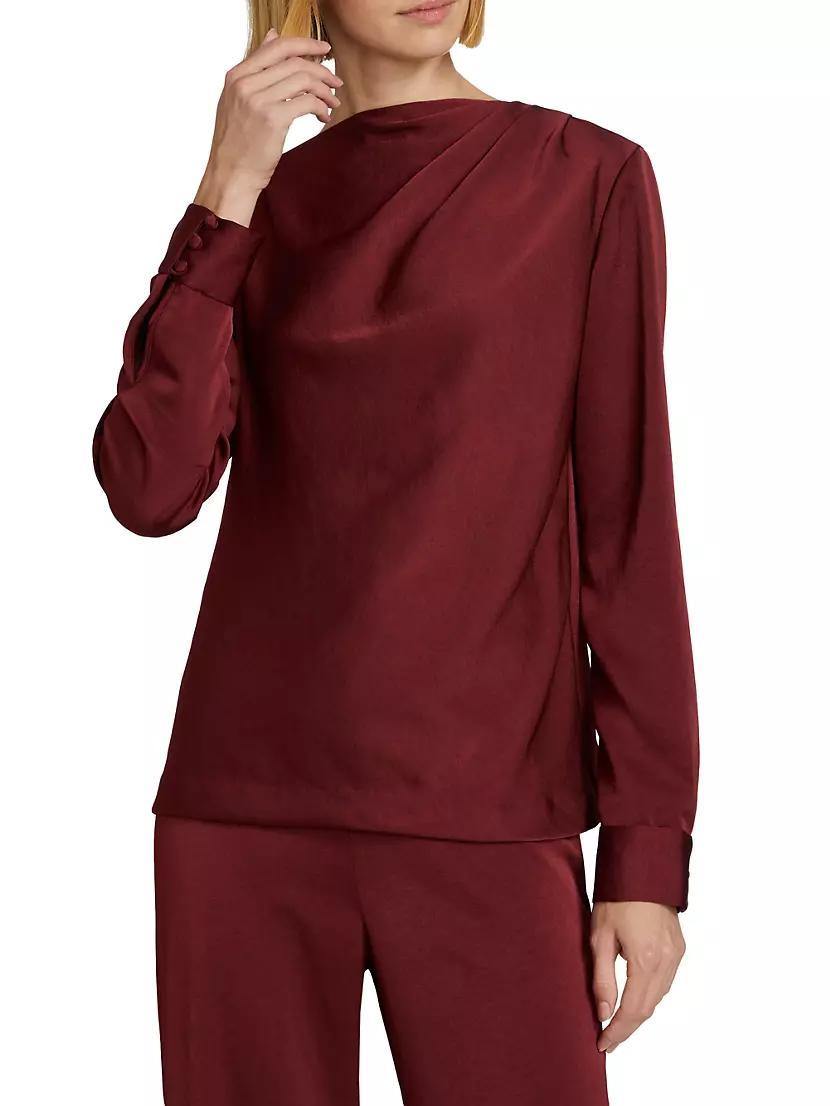 Satin Asymmetric Gathered Blouse Product Image