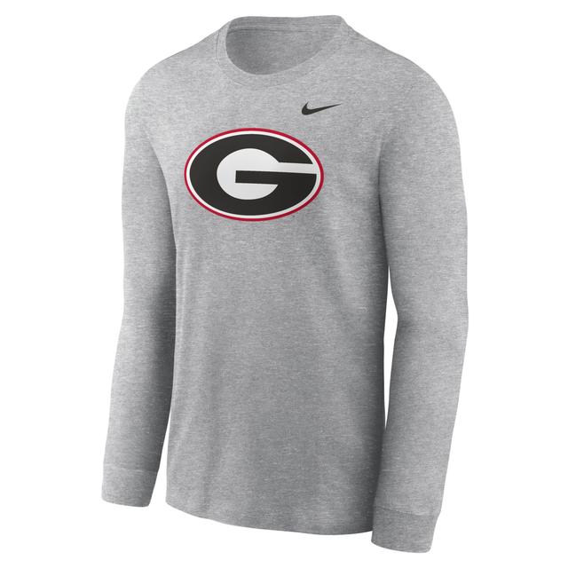 Nike Mens Heather Gray Georgia Bulldogs Primary Logo Long Sleeve T-Shirt Product Image