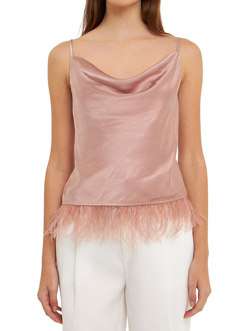 Endless Rose Feather Hem Satin Camisole Product Image