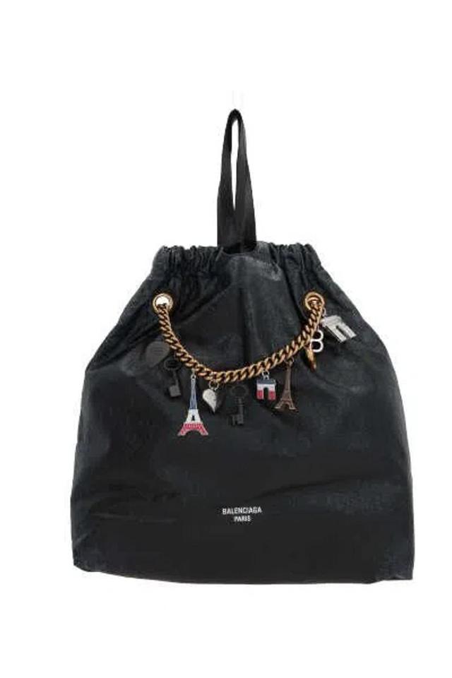 Medium Crush Leather Tote Bag In Black Product Image