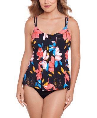 Swim Solutions Womens Printed Pleat Front Tankini Mid Rise Bikini Bottoms Product Image