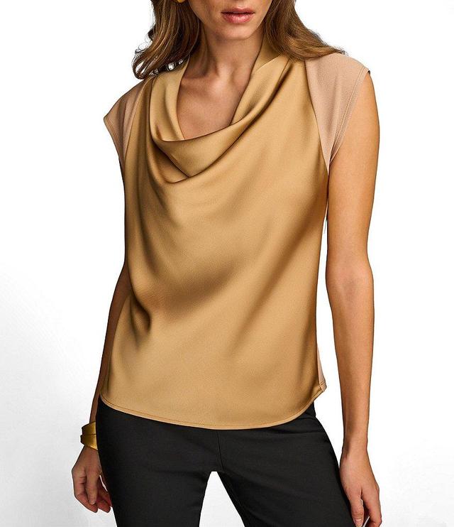 Donna Karan Knit Cowl Neck Short Sleeve Blouse Product Image