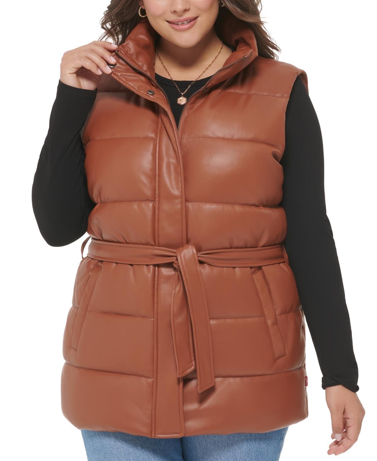 Levis Trendy Plus Size Faux-Leather Puffer Vest Product Image