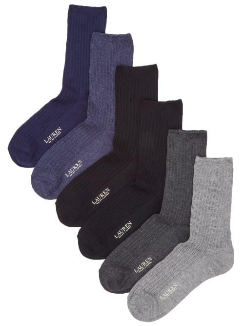 Lauren Ralph Lauren Womens Ribbed Trouser Socks 6 Pack Product Image