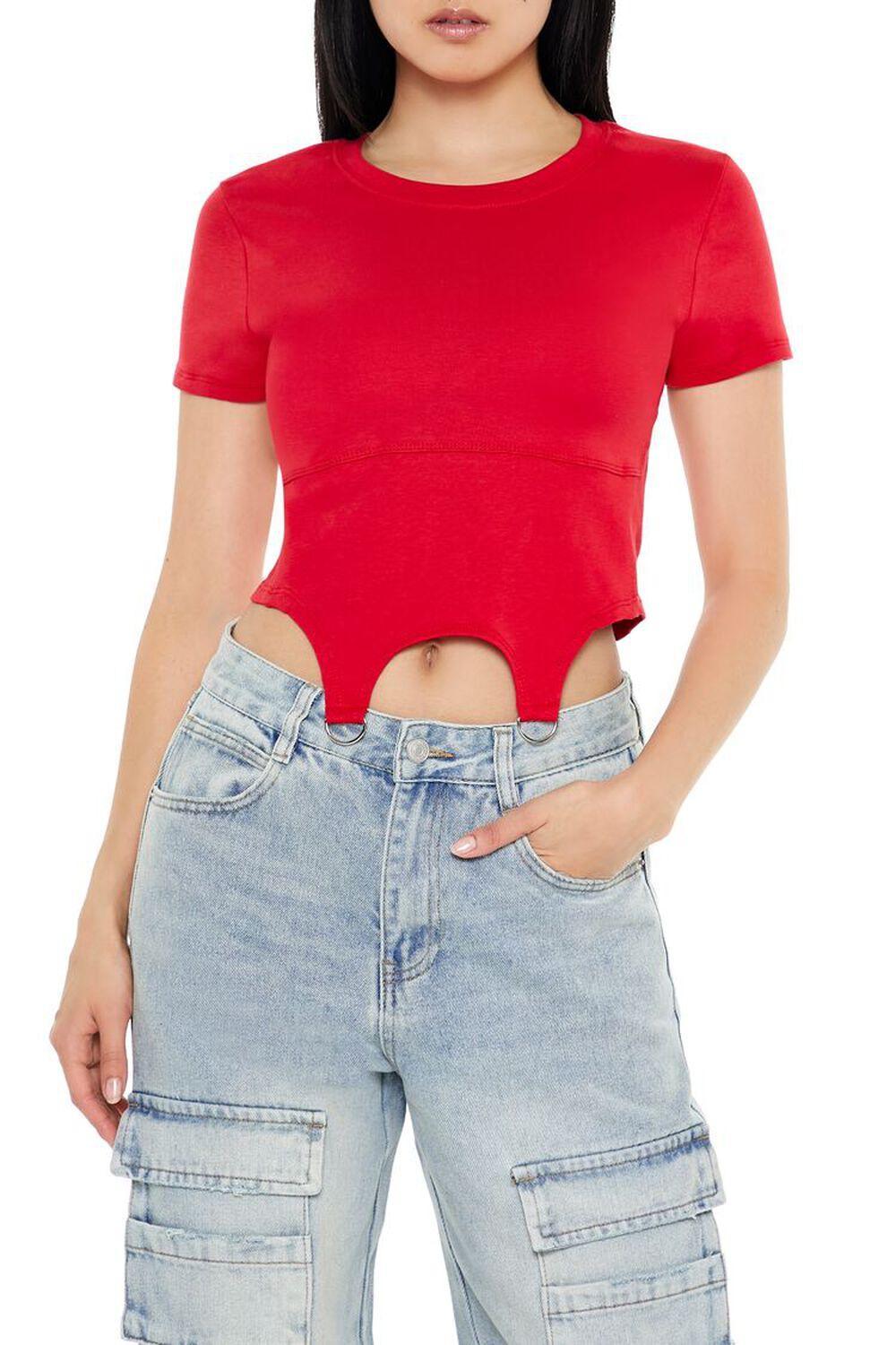 Cropped Garter D-Ring Tee | Forever 21 Product Image