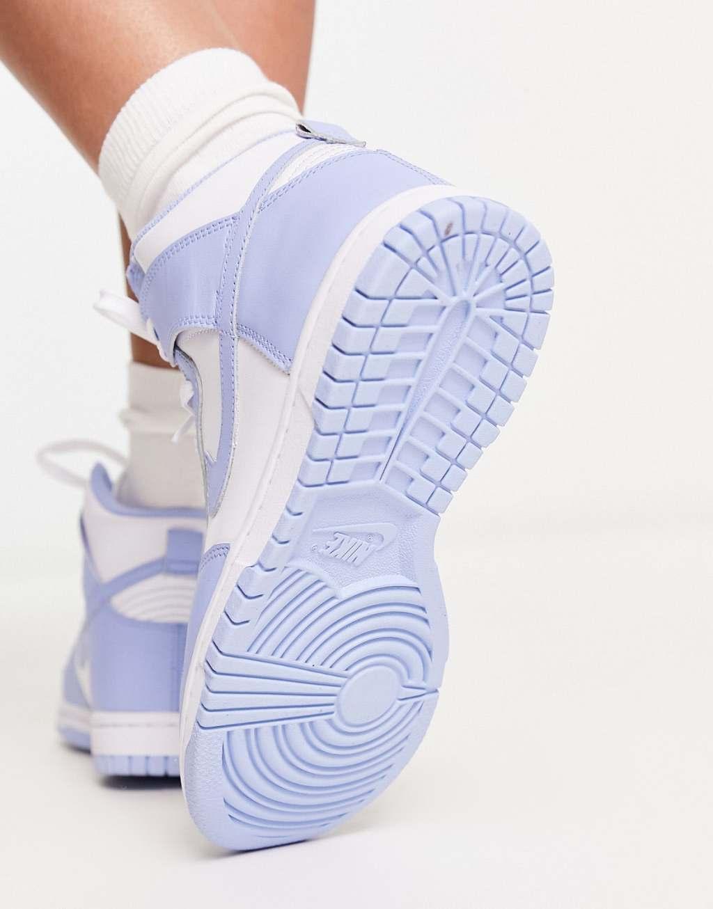 Nike Dunk High premium sneakers in white and blue   Product Image