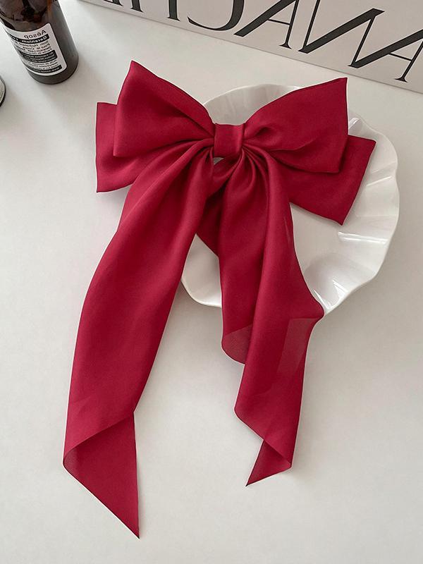 Bowknot Pleated Solid Color French Barrette Hair Accessories Product Image